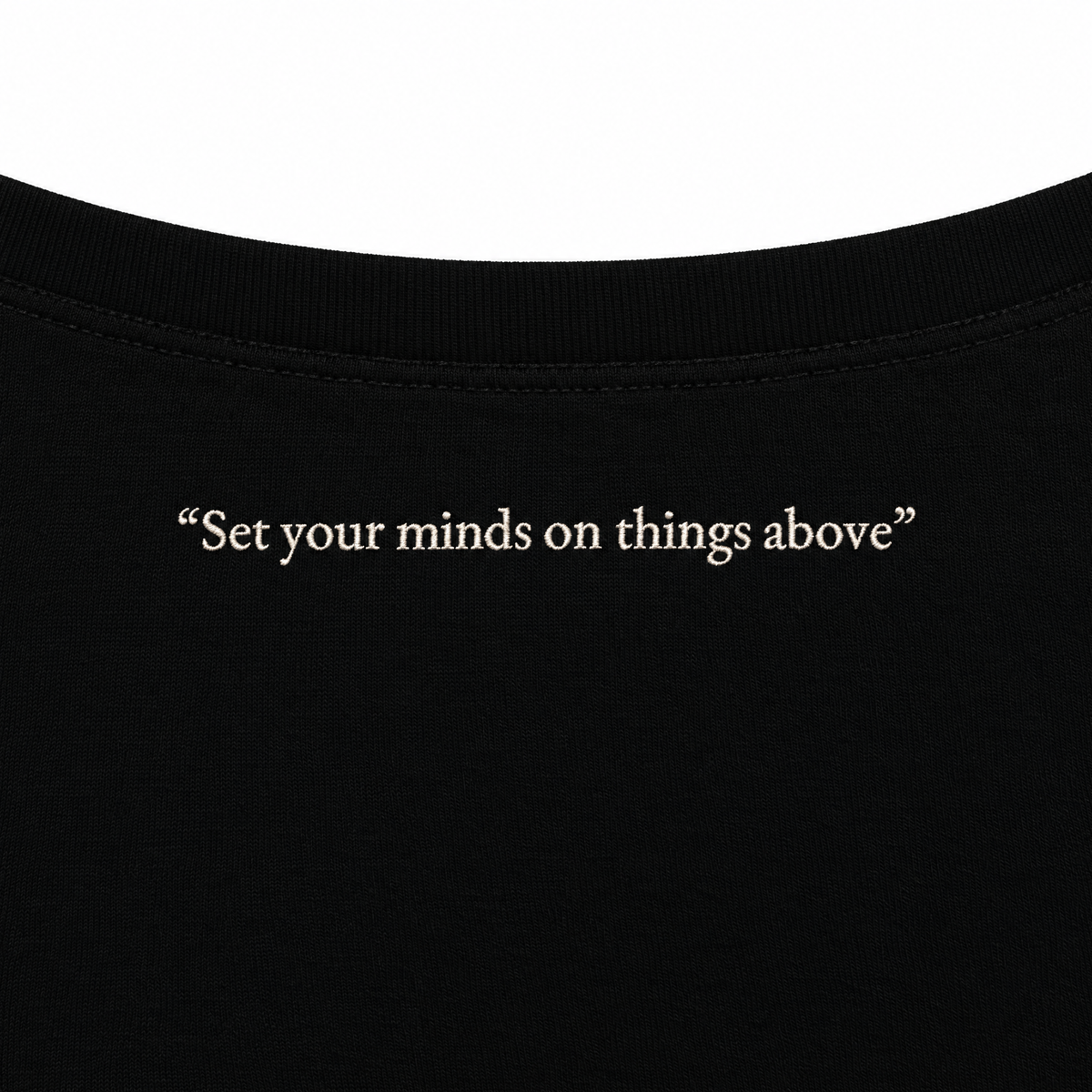 The Comic Longsleeve Black, back neck print detail 
