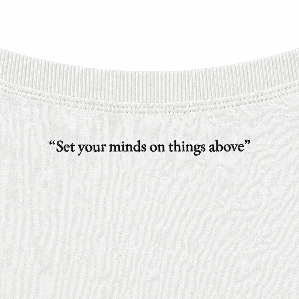 The Comic Longsleeve White, back neck print detail 