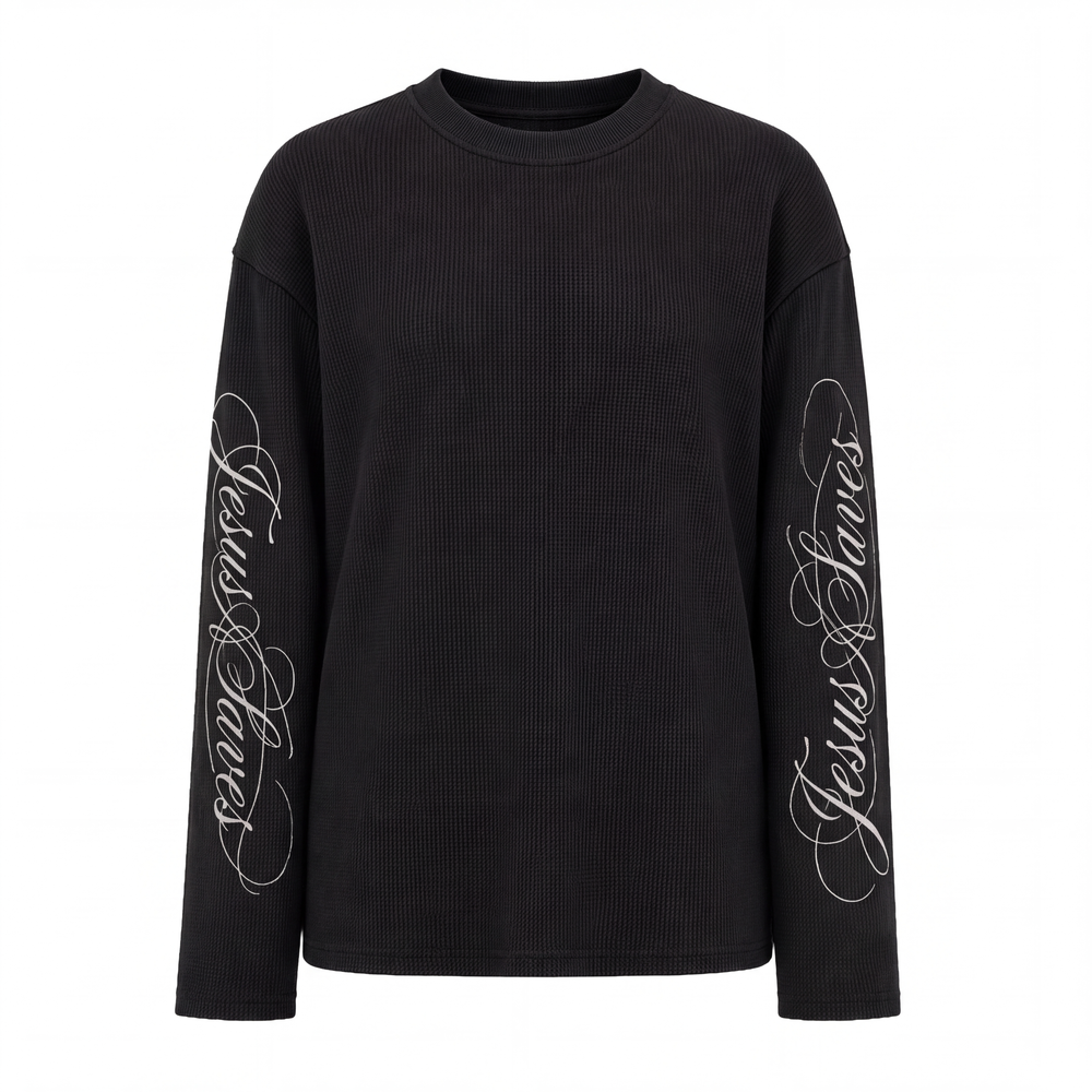 Jesus Saves Longsleeve — Black