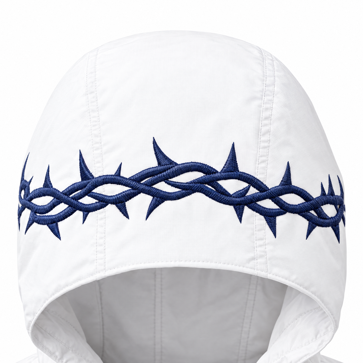 The Rain Shell EXODUS, wet hood embroidery 